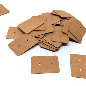 100 pcs. Brown Cardboard Paper Jewelry Earrings Earring Rectangle Display Cards Tags Labels - 2 Holes- 35mm x 25mm (1.38" x 1")