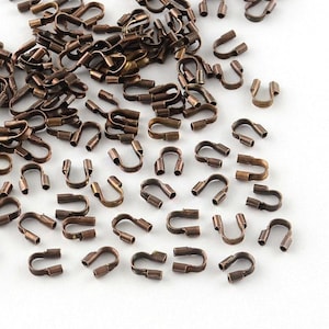 100 pcs Antique Copper Wire Protectors Wire Guardian - 4.5 x 4mm - Hole Size: 0.5mm - 1mm Thick