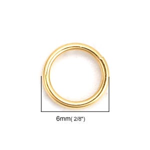 50 pcs Double Rings - 316 Stainless Steel Gold Plated Split Jump Rings - 6mm - 0.7mm Wire Thickness - 1.4mm Total Thickness - Tarnish Resist