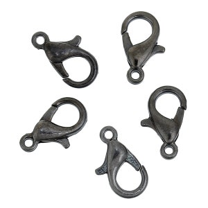 50 pcs. Gunmetal Plated Lobster Clasps - 12mm X 6mm - Claw Clasps