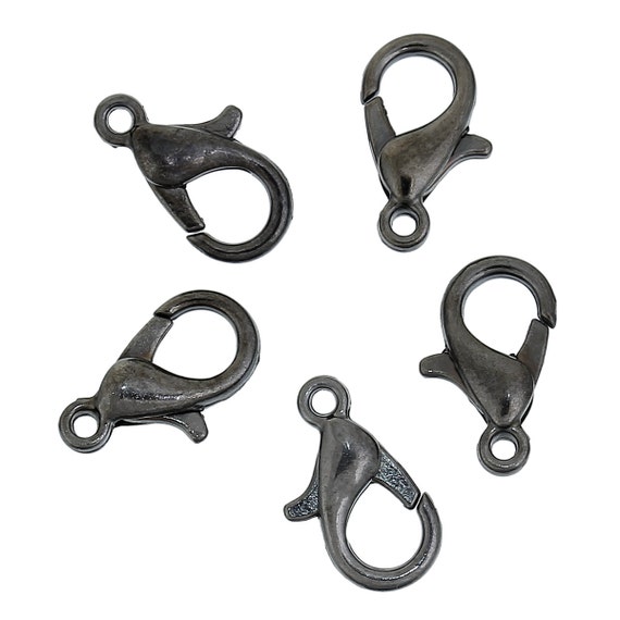 50 Pieces Gunmetal Finish Lobster Clasps – 12x6mm – Brass Jewelry Making Findings