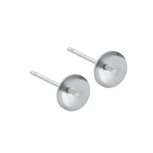 May include: Two silver earring posts with round, flat backs. The posts are smooth and shiny.