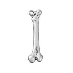 5pcs. Antique Silver Anatomical Human Femur Medical Charms Pendants - 32mm X 9mm (1 1/4 inch) - 3D - Double Sided