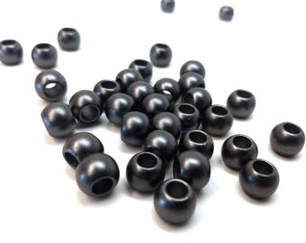 100 pcs Black Gunmetal Smooth Ball Spacer Beads - 10mm - Large Hole: 4.7mm - MATTE - Fits European Cords and Paracord!