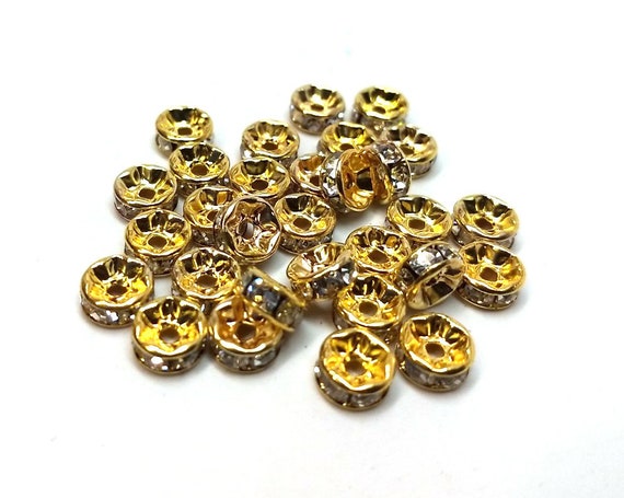 Brass Rhinestone Spacer Beads 