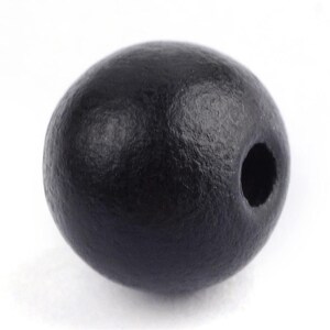 200 pcs Black Wooden Wood Round Spacer Beads - 8mm (0.32") - Hole Size: 3mm - Matte image 2