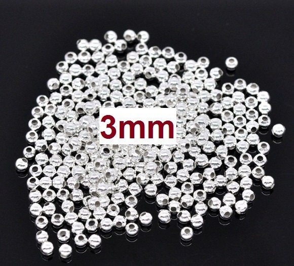 1000 pcs Silver Plated Alloy Smooth Ball Spacer Beads 3mm | Etsy