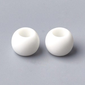 100 pcs White Acrylic Smooth Ball Spacer Beads - 10mm - Large Hole: 4.5mm - MATTE - Fits European Cords and Paracord!
