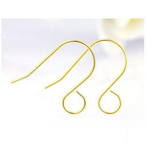 50 ganchos para pendientes de acero inoxidable 316 con orificio para bucle - 26 mm x 20 mm - Bucle grande: 4,6 mm - Chapado en oro