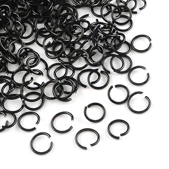 100 pcs Black Aluminum Open Jump Rings - 10mm - 18 Gauge (1mm Thick)