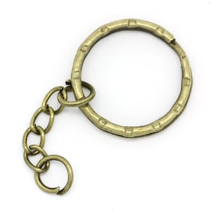 10 pcs. - Antique Bronze Split Key Chain rings with Chain- 53mm x 25mm - 2 1/8 inches long!