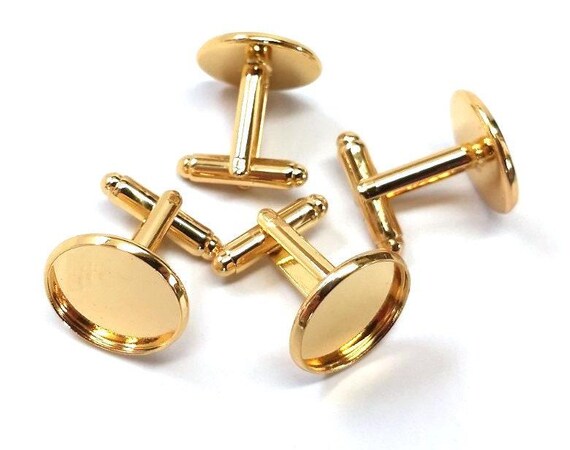 Lot of 10 Gold Plated Cuff Links (5 Pairs) - 16mm Glue Pad  High quality cuff links main image 0