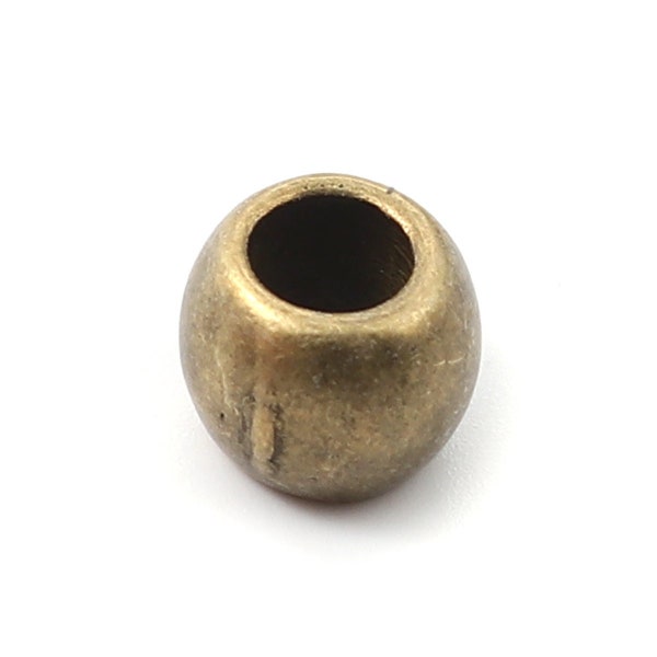 20 pcs Antique Bronze Metal Ball Spacer Beads - 10mm - Large Hole: 5mm - Fits European Cords and Paracord!