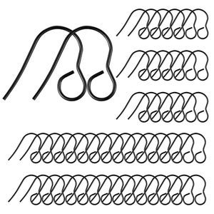50 stuks 316 roestvrijstalen oorbelhaakjes met lusgat - 18 mm x 15 mm - grote lus: 4,6 mm - zwart