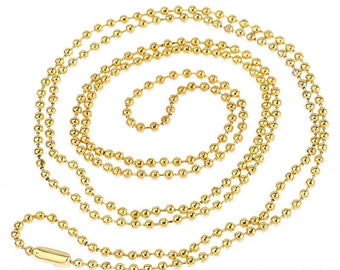 12 pcs. Gold Plated Ball Chain Necklaces - 80cm (31.5") - 2mm Ball Size