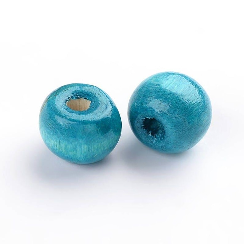 200 pcs Blue Wooden Wood Round Spacer Beads - 8mm (0.32") - Hole Size: 3mm image 1