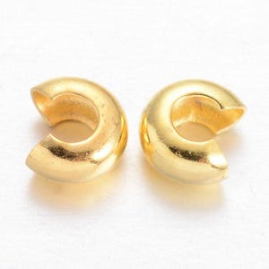 100 pcs Gold Plated Crimp Beads Smooth Ball Spacer Bead Covers - 4mm