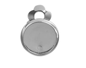 10 pcs. Silver Tone Earring Clips Settings Hinged Bezels Cabochons - 10mm Glue Pad Setting