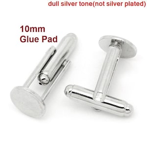 Lot of 12 Silver Tone Cuff Links (6 pairs) - 10mm Glue Pad