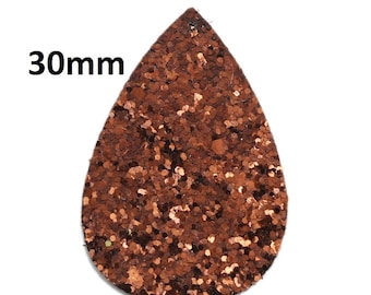 10 ciondoli pendenti in similpelle marrone glitterata a forma di goccia - 30 mm (1,18") - Ideali per orecchini leggeri e pendenti! Doppia faccia