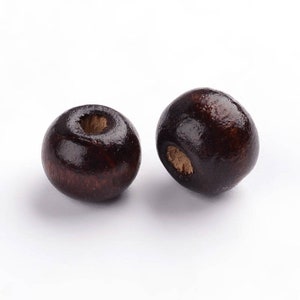 200 pcs Brown Dark Coffee Wooden Wood Round Spacer Beads - 8mm (0.32") - Hole Size: 3mm