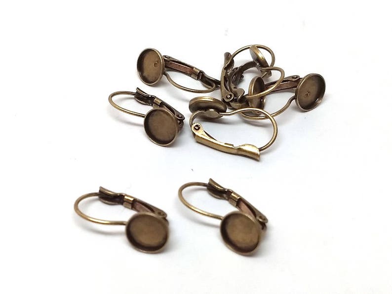 20 Pcs. Antique Bronze Earring Clips Settings Lever Back Etsy