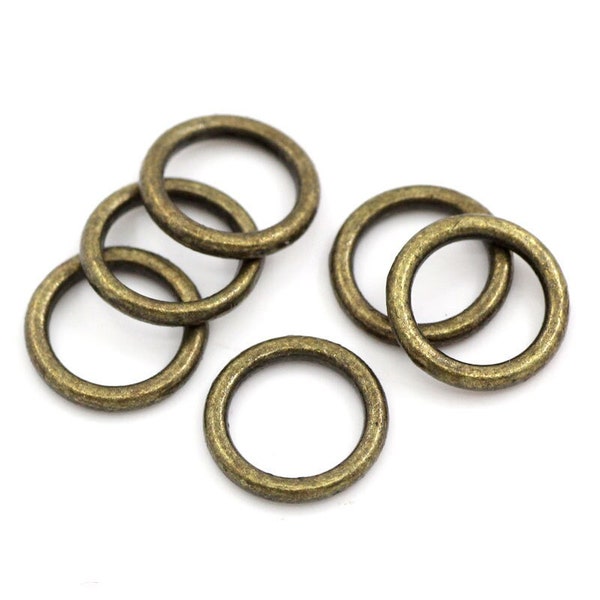 100 pcs Antique Bronze Soldered Closed Jump Rings - 8mm - 17 Gauge (1.4mm Thick)