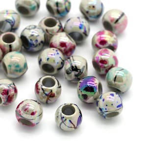 500 pcs Acrylic Drawbench Round Marble Striped AB Spacer Beads, 8mm - Assortment of Colors - Hole Size: 4mm