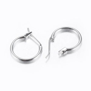 20 pcs (10 pairs) Silver Tone Earring Hoops - 15mm (0.59 inch)