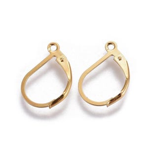 20 pcs (10 pairs) 304 Stainless Steel Leverback Earrings - 18K Gold Plated - 16mm x 11mm - Hypoallergenic! Tarnish Resistant!