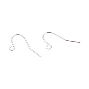 50 pcs 304 Stainless Steel Silver Tone Earring Hooks with Loop Hole - 19mm x 17mm - Hole Size: 2mm