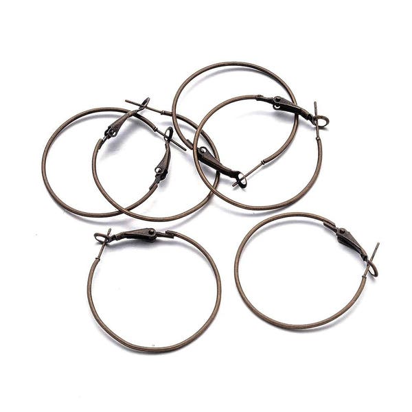 20 pcs (10 pairs) Antique Bronze Earring Hoops - 35mm (1.38 inch)
