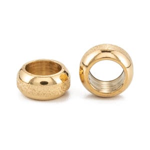 10 pcs 201 Stainless Steel Frosted Spacer Beads- 8mm x 4mm - Hole: 5mm - IP Gold - Tarnish Resistant! Fits Paracord and European Cords!
