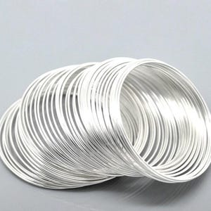 Silver Plated Memory Beading Wire for Bracelets 50-55mm -100 Loops