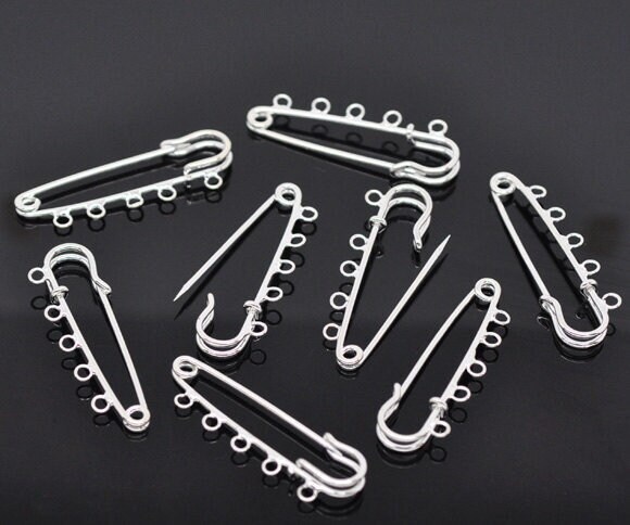 Silver Coil Less Giant Safety Pin Deluxe Brooch Kilt Scarf Pin