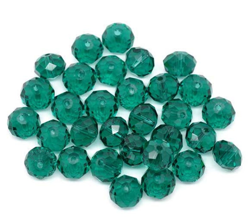 20 pcs 8mm Hole Size: 1.3mm Malachite Green Crystal Quartz Faceted Rondelle Beads