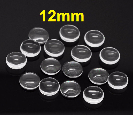 Lot of 100 Circle Clear Round Glass Dome Seals Tiles - 12mm (0.5 in)
