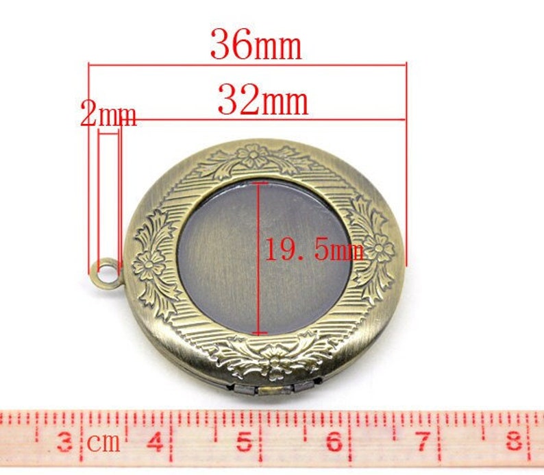 10 pcs Antique Bronze Carved Flower Ornamented Pendant Picture Photo Locket Box Charm Pendants For 20mm and 24mm Settings image 2