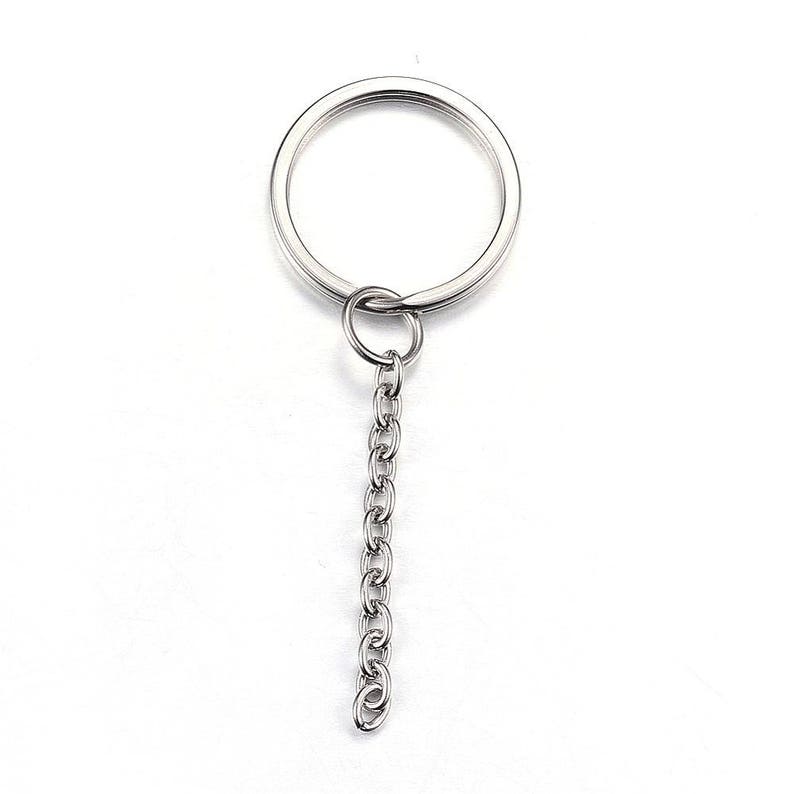68mm x 25mm 304 Stainless Steel Split Key Chain rings with Chain 10 pcs 2.7 x 1