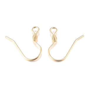 100 pcs 304 Stainless Steel Earring Hooks with Spring - Golden - 15mm x 16mm - Hypoallergenic! Tarnish Resistant! Hole size: 2mm