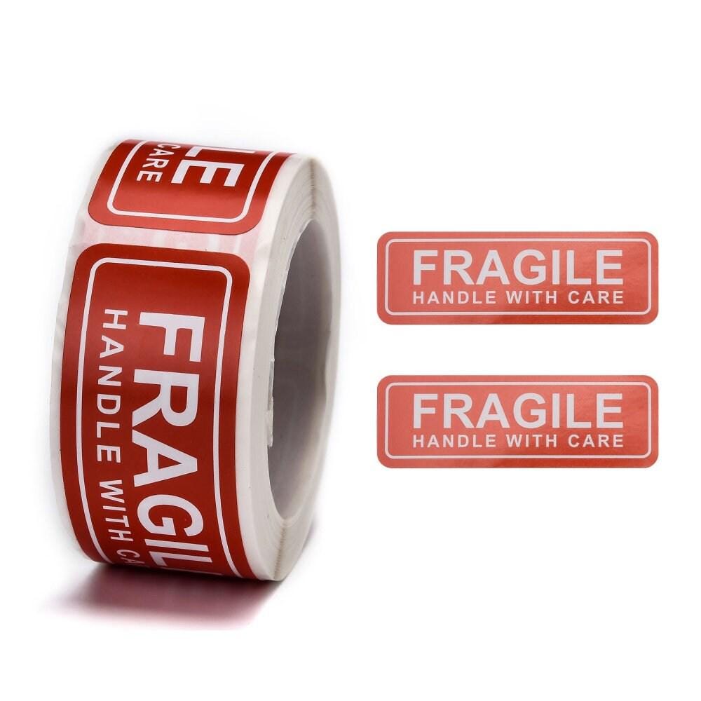 1 Roll of 150 pcs. Fragile Handle with Care Shipping Stickers - 1" x 3" (25.3mm x 76mm)