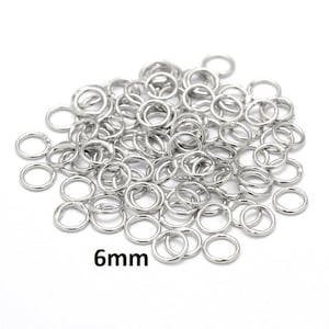 100 pcs Silver Tone Soldered Closed Jump Rings - 6mm - 20 Gauge (0.8mm Thick)