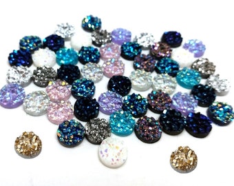 Assortiment de cabochons d'embellissement en résine Druzy de 10 pièces - 10 mm