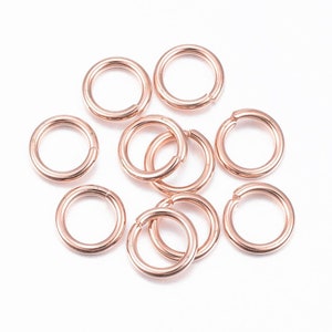 20 pcs 304 Stainless Steel Rose Gold Plated Open Jump Rings 8mm - 16 Gauge (1.2mm Thick) - Rose Gold Plated - High Quality!