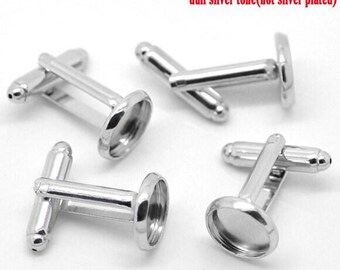 Buy 12mm Bezel Pad Cuff Links Blanks- Gun Metal Black Plated-20pcs In Cheap Pric - Foto 7