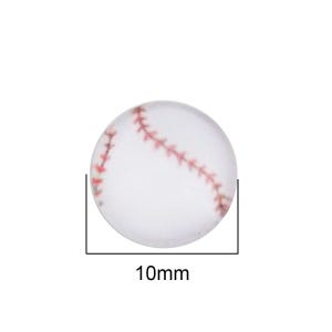 10 Stück Kreis Baseball Ball Sport Glas Runde Kuppel Dichtungen Fliesen Cabochons - 10 mm