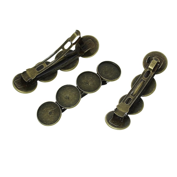 10 pcs Antique Bronze French Hair Barrettes Hair Clips - 85mm x 22mm  - 20mm Glue Pad - EXTRA LARGE