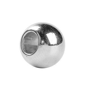 100 pcs Silver Tone Smooth Ball Spacer Beads - 10mm - Large Hole: 4.7mm - Fits European Cords and Paracord!