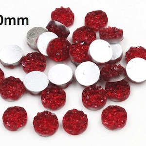10 pezzi Cabochon di abbellimento in resina Druzy Wine Passion Rosso scuro AB - 10 mm