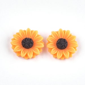 10 pcs Embellissement Tournesol Cabochons Fleurs - 15mm - Orange